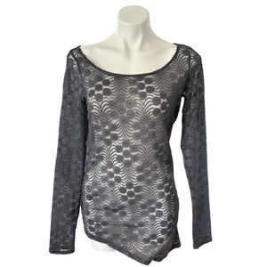 Anthropologie Meadow Rue Zoey Asymmetrical Gray Lace Tunic Top Size M